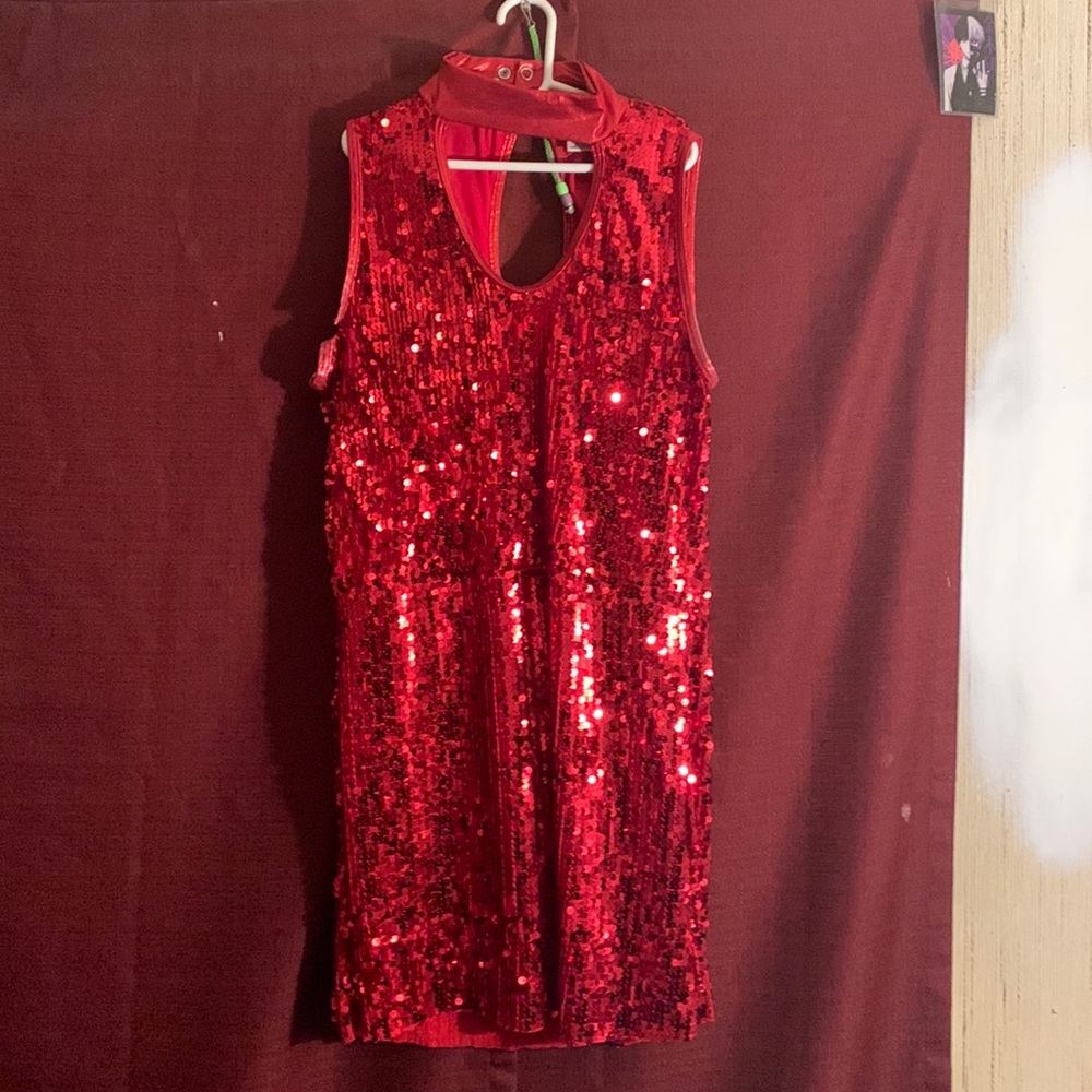 red sparkly dance dress